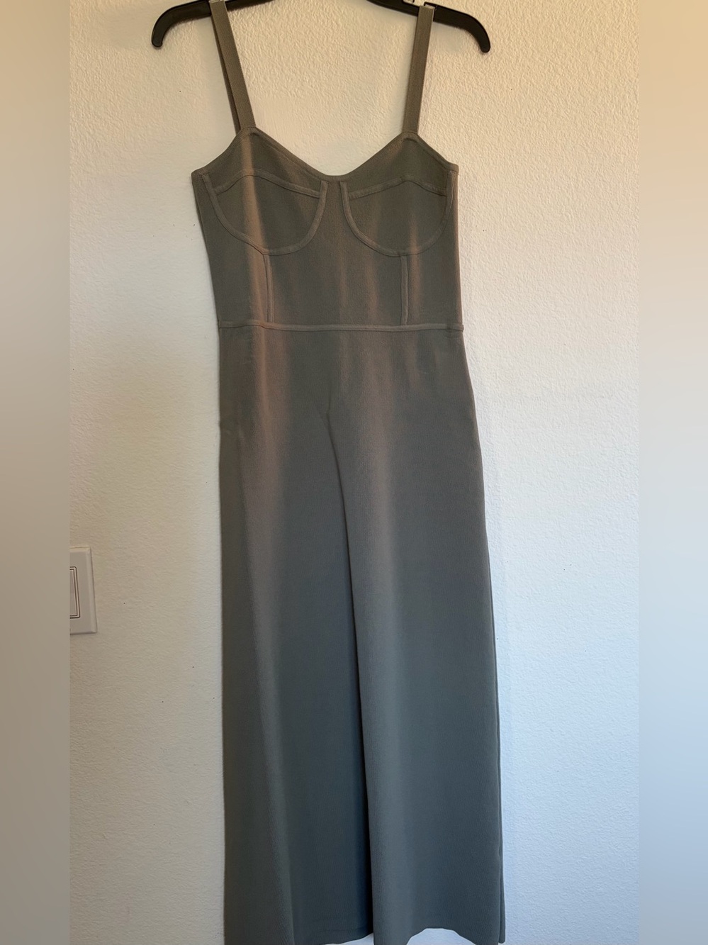 Zara Olive-Grey Wide-Leg Jumpsuit with Bust Seams